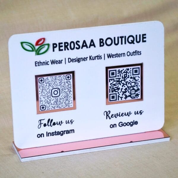 rose gold scanner stand with 2 qr code option rectangular shape