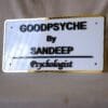 nameplate with golden border round edges in white and gold color high quality