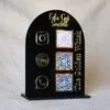 qr code display stand in black and golden for business fully customizable, 5 by 7 inches, payment and social media gateway.