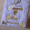 Nikah Nama White Fur in premium quality made using acrylic, fully customizable nikah nama for wedding ceremony