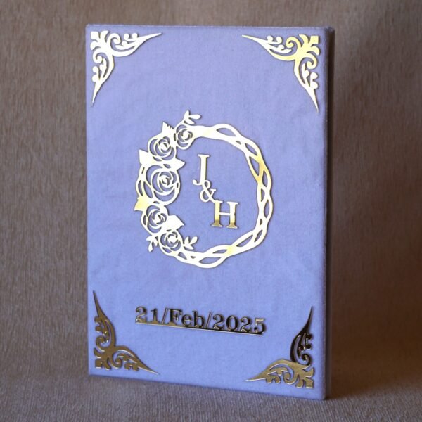 Elegant white and golden customized Nikah Nama booklet crafted from durable acrylic and MDF, perfect for your Nikah ceremony.