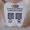 QR stand for dentist with 2 qr codes option and clinic name