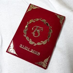 Personalized Nikah Nama Booklet with customized initials design