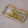 Personalized envelope made using acrylic for gifting eidi; it can also be used for storing money. Golden acrylic is used for borders and Arabic font.