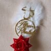 "Customizable Nikah pen adorned with feathers, decorative lace, a rose, and a personalized acrylic name cutout—ideal for signing the Nikah Nama.