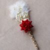 "Customizable Nikah pen adorned with feathers, decorative lace, a rose, and a personalized acrylic name cutout—ideal for signing the Nikah Nama.