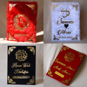 nikah nama booklet collage photo made using mdf, acrylic and velvet.